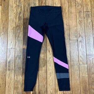 Under Armour HeatGear Black Pink Stripe Athletic Leggings Women's Medium M